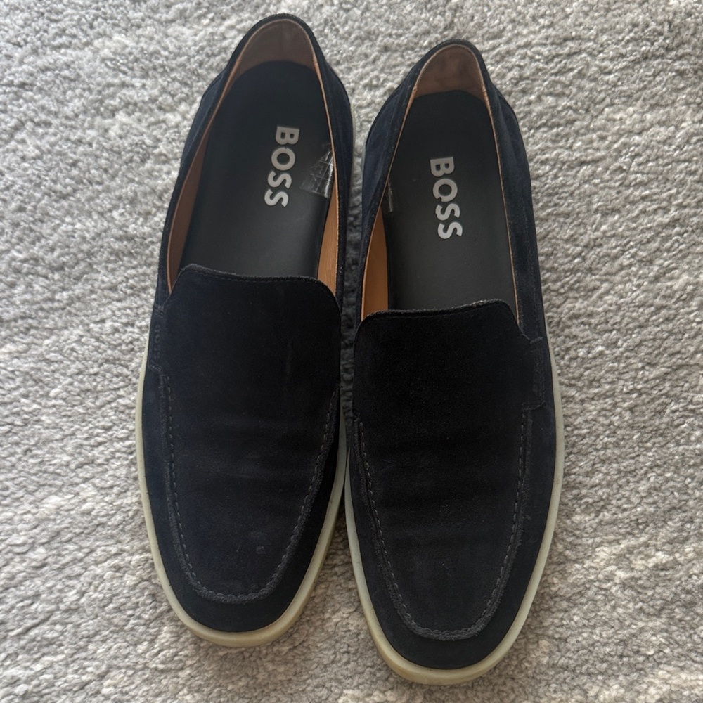 Boss Men's Dark Suede Slip-On Loafers